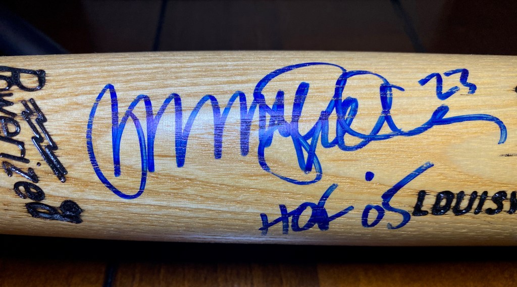 Ryne Sandberg single signed Louisville Slugger baseball bat