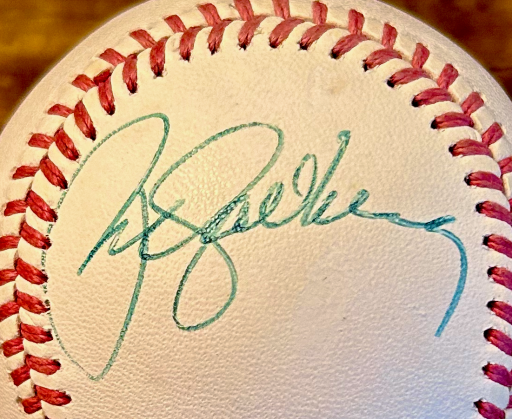 Ryne Sandberg Bart Giamatti MLB baseball. Signature circa 1987.